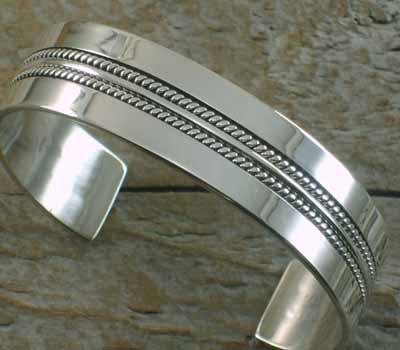 Native American Sterling Silver Cuff Bracelet - sz 6.5